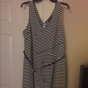 Navy blue and white striped dress